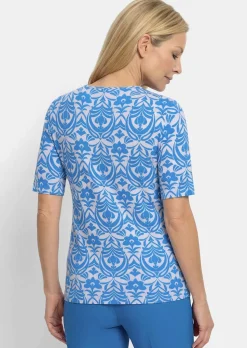 Viskoseshirt mit femininem Ornamentmuster