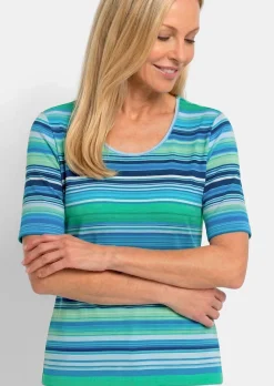 Viskoseshirt mit frischem Streifenmuster