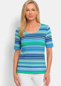 Viskoseshirt mit frischem Streifenmuster