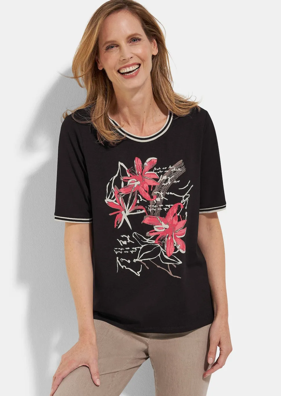 Viskose-Shirt mit Frontmotiv