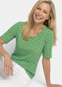 Viskoseshirt mit geometrischem Minimal-Print