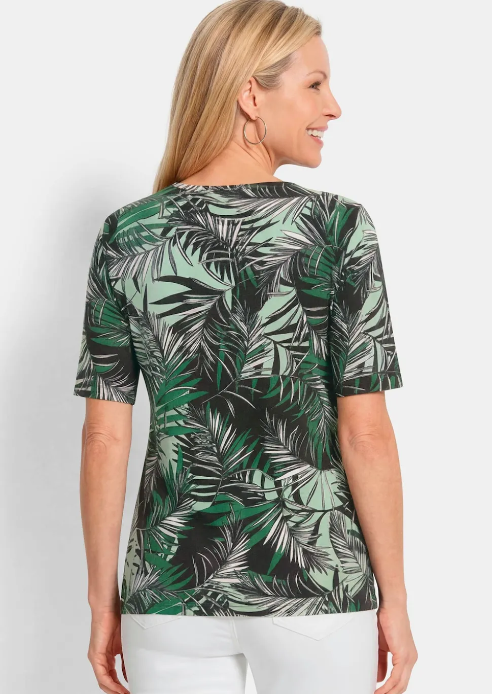 Viskoseshirt mit Palmenprint