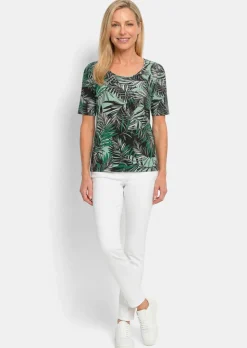 Viskoseshirt mit Palmenprint