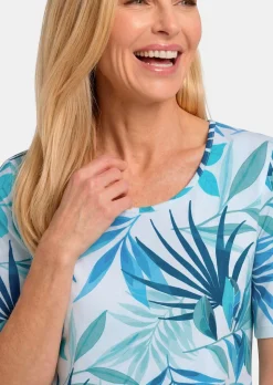 Viskoseshirt mit sommerlichem Blätterprint