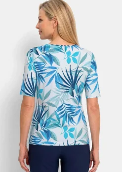 Viskoseshirt mit sommerlichem Blätterprint