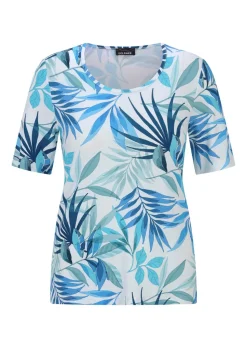 Viskoseshirt mit sommerlichem Blätterprint