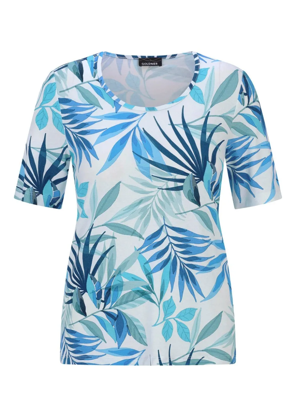 Viskoseshirt mit sommerlichem Blätterprint