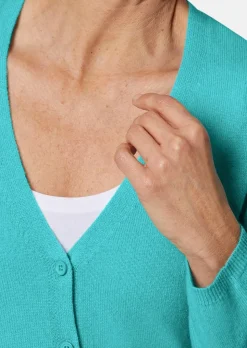 Weiche Kaschmirstrickjacke mit V-Ausschnitt