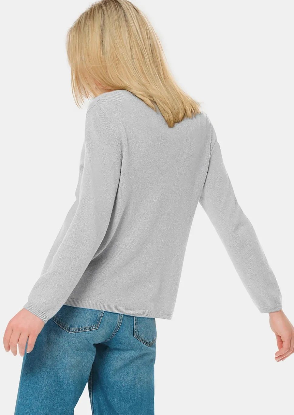 Weiche Kaschmirstrickjacke mit V-Ausschnitt
