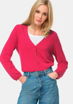 Weiche Kaschmirstrickjacke mit V-Ausschnitt