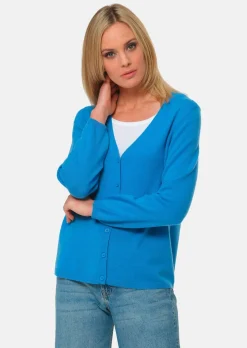 Weiche Kaschmirstrickjacke mit V-Ausschnitt