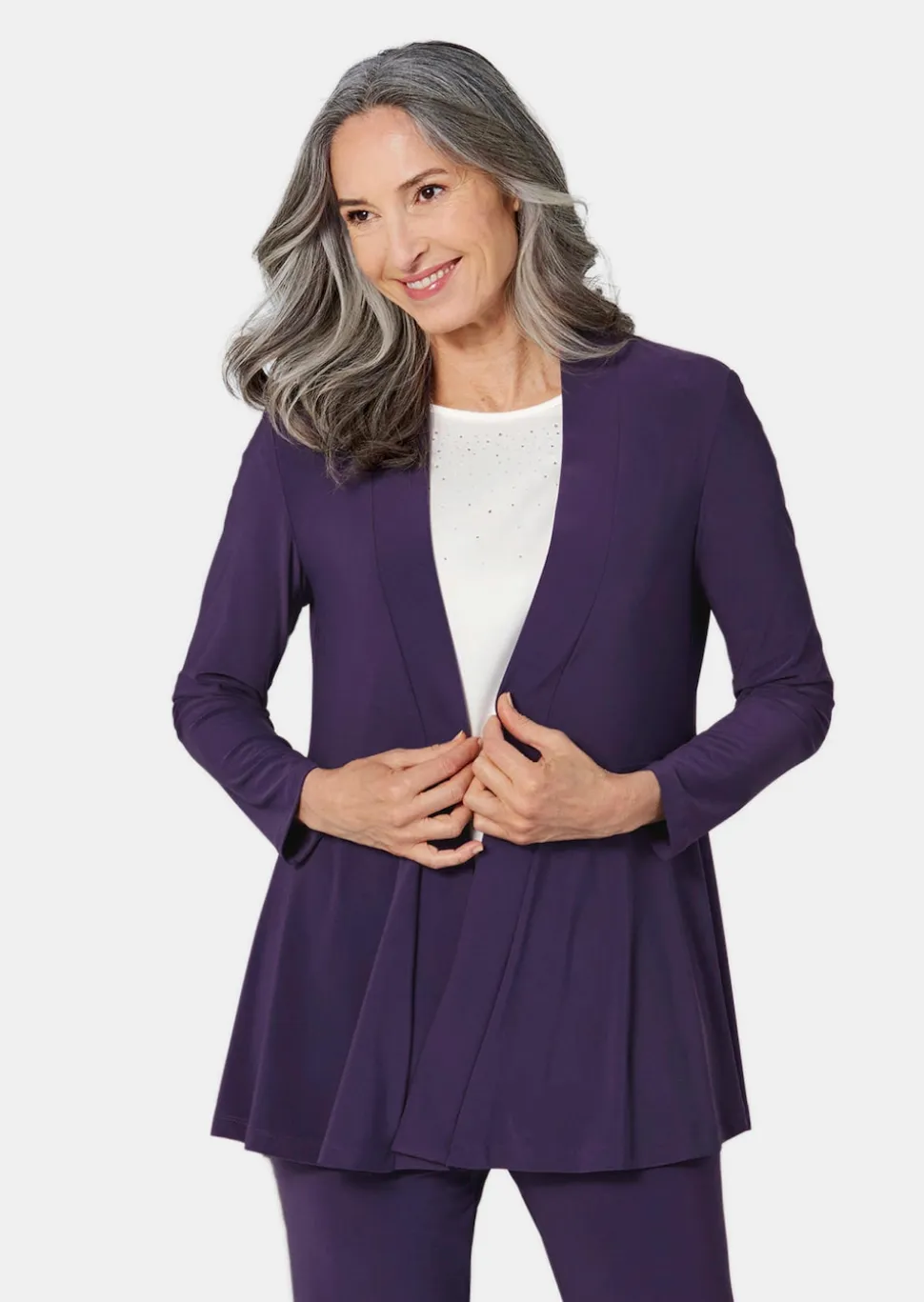 Weich fallende Jersey-Longjacke