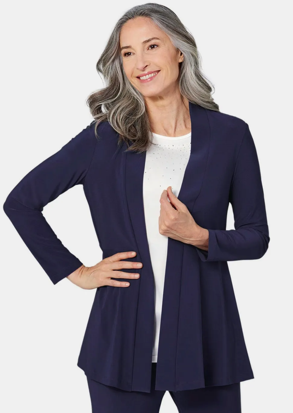 Weich fallende Jersey-Longjacke