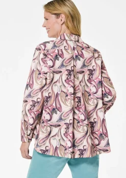 Weite Hemdkragenbluse mit Paisley Muster