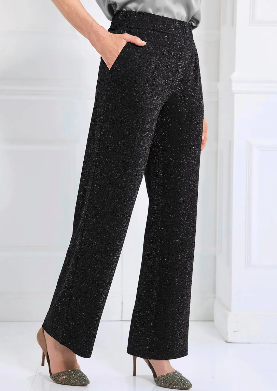 Weite Hose VERA aus glänzendem Jersey