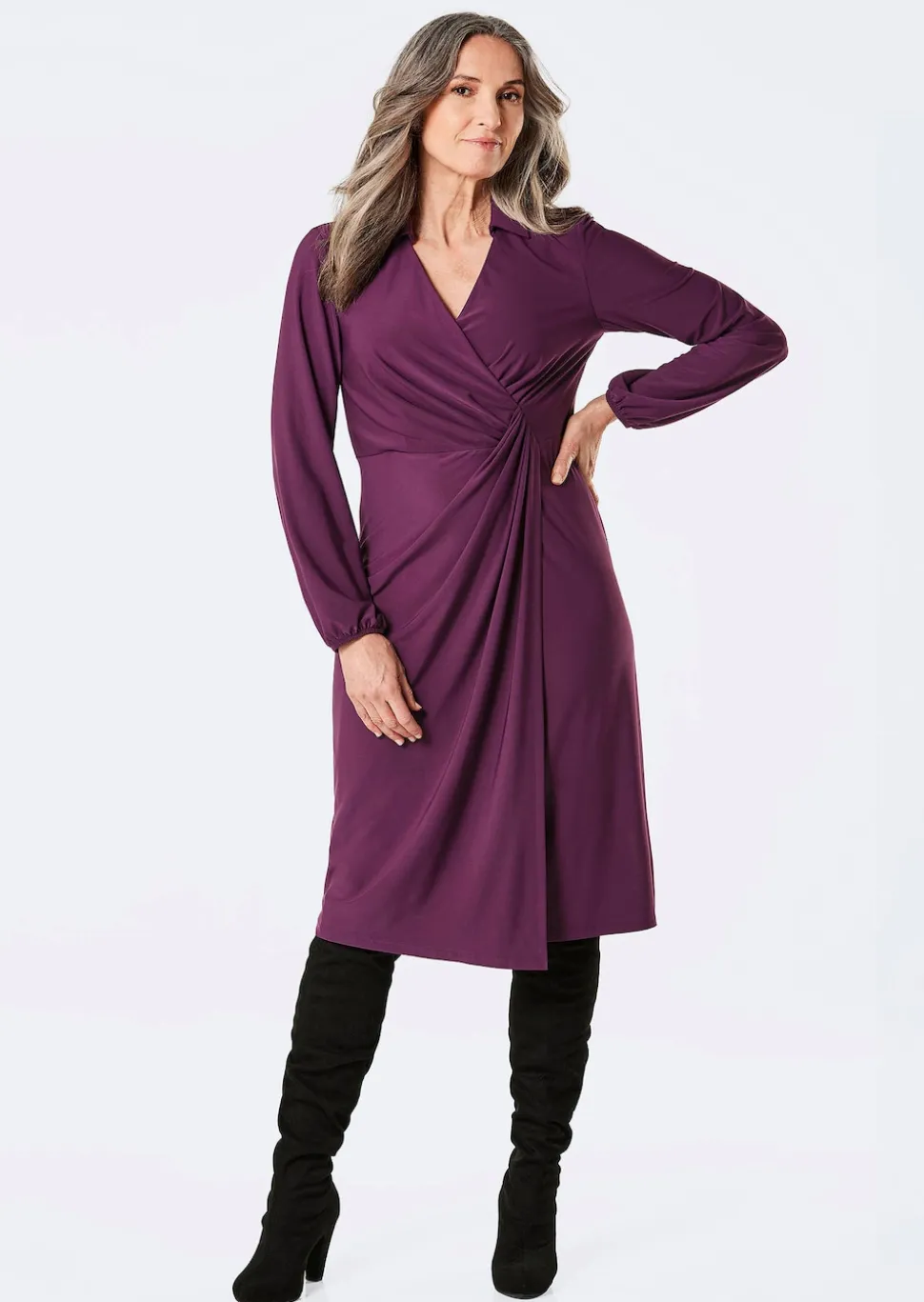 Wickelkleid mit Hemdkragen