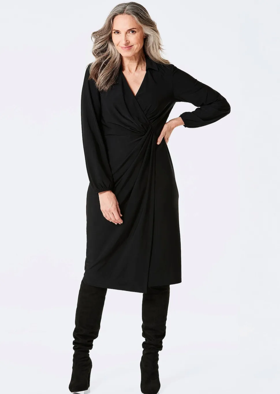 Wickelkleid mit Hemdkragen