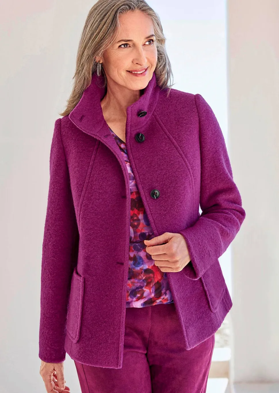Wollmix Jacke mit Stehkragen